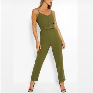 Cami Strap Belted Turn Up Hem Jumpsuit